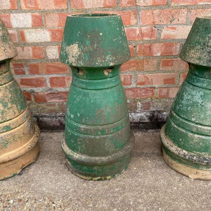Vintage Early 20thC Stone Chimney Pots Planters Great Patina Aged