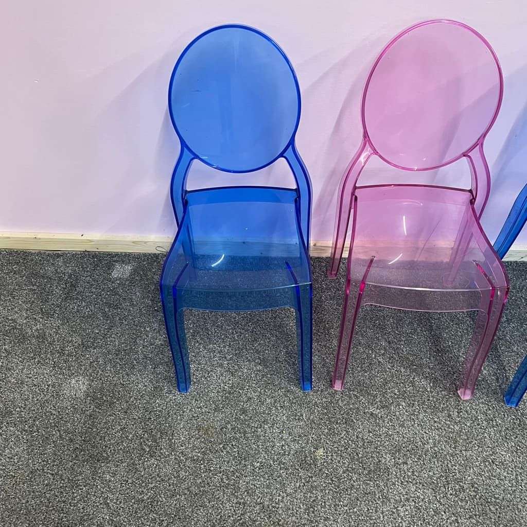 3x Children’s Ghost Style Transparent Stackable Chairs Party Desk Chair