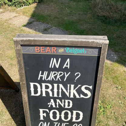 Vintage A-Frame Advertising Pavement Chalk Board Wooden Frame