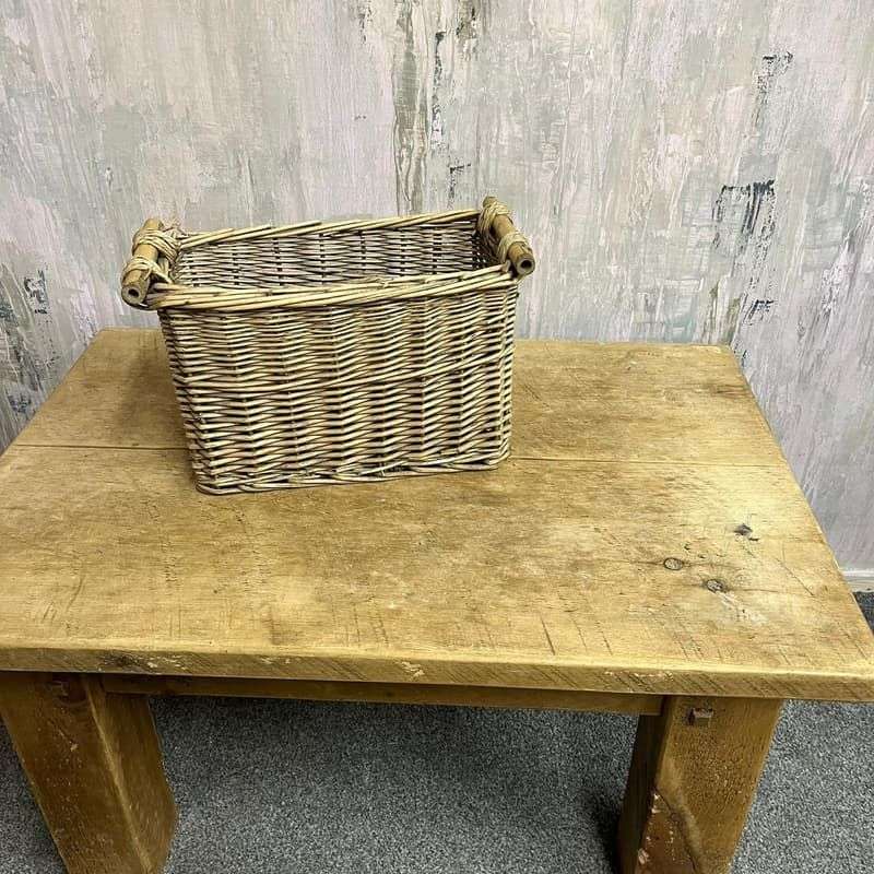 Cane Magazine Rack Bamboo Handles Internal Divide Storage