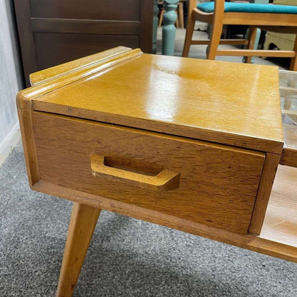 G Plan Mid Century Brandon Coffee Table Telephone Side Table Glass Topped Drawer
