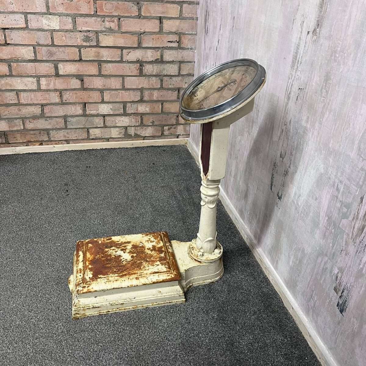 Vintage Salter Model 218 Iron Shop Scales Cream Great Rusted Patina