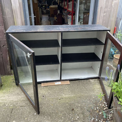 Vintage Rustic Glazed Double Shop Counter Cabinet Shelves Hospitality Retail