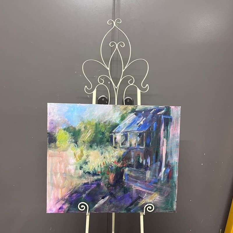 Metal Cream Easel Ornate Pattern Adjustable Height