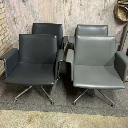 4x Brunner Conference Cafe Meeting Chair Grey And Graphite Chrome Star Base