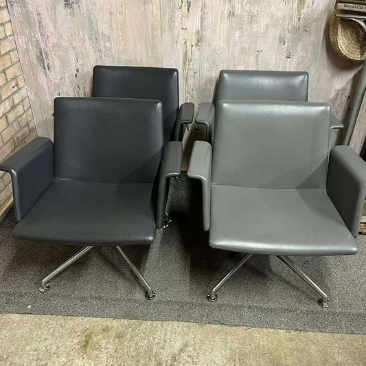 4x Brunner Conference Cafe Meeting Chair Grey And Graphite Chrome Star Base