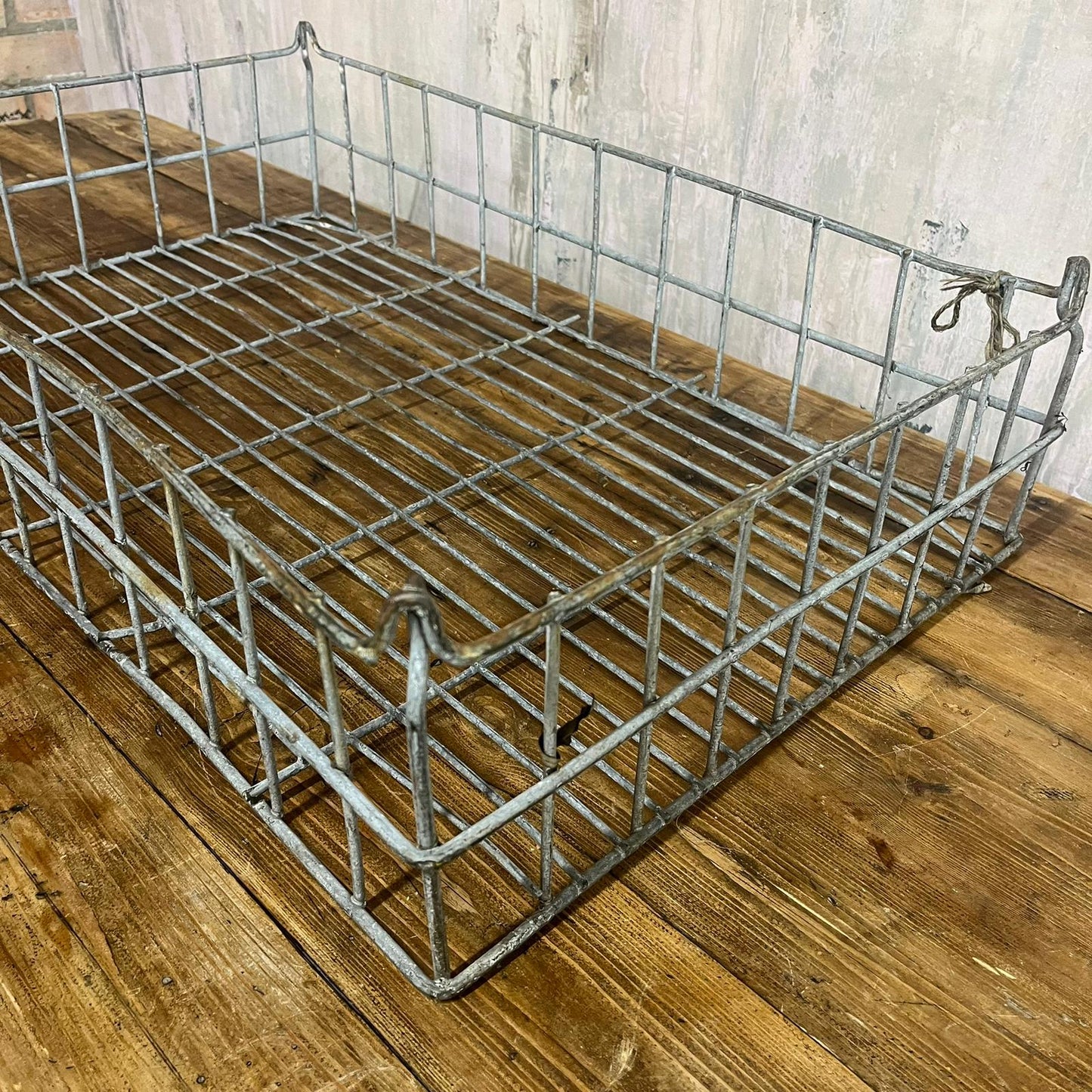 Vintage Galvanised Wire Bread Basket Storage