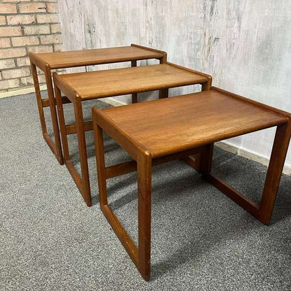 Mid Century Nest 3 Tables G Plan Style Rectangular Legs Danish Design