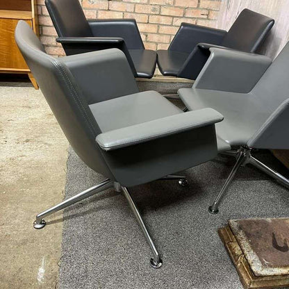 4x Brunner Conference Cafe Meeting Chair Grey And Graphite Chrome Star Base
