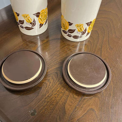 Vintage Crown Devon Coffee &amp; Sugar Ceramic Canisters Kitchen Storage