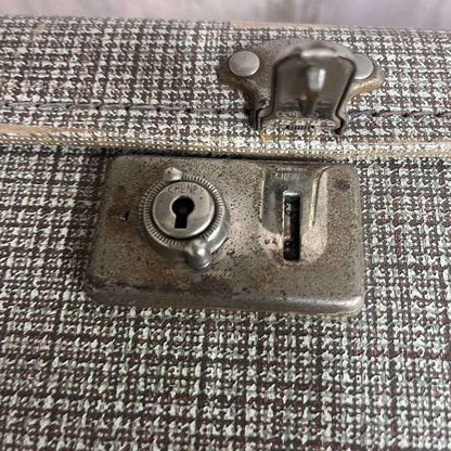 Vintage Suitcase Blue Leather Corners Prop Retail Display