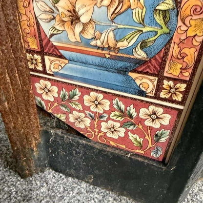 Vintage Cast Iron Tiled Fire Surround Floral Pattern Ornate Design Heavy