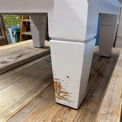 Painted Rustic White Wood &amp; Metal Square Coffee Table Shabby Chic Tapered Legs