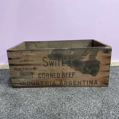 Vintage Swifts Corned Beef Wooden Crate Storage Bedside Table
