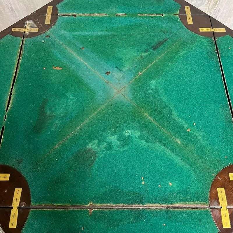 Antique Edwardian Envelope Card Table Felt Top Single Drawer Castors