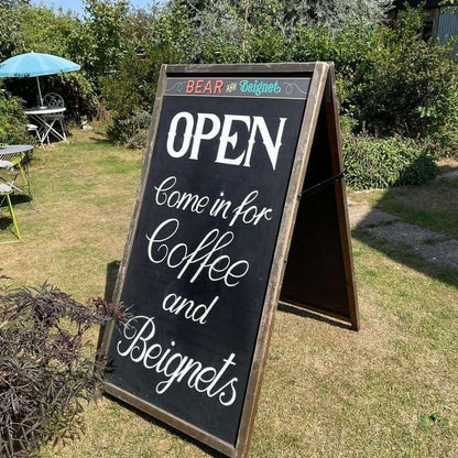 Vintage Extra Large A-Frame Advertising Chalk Pavement Board Wood Frame 2 Widths
