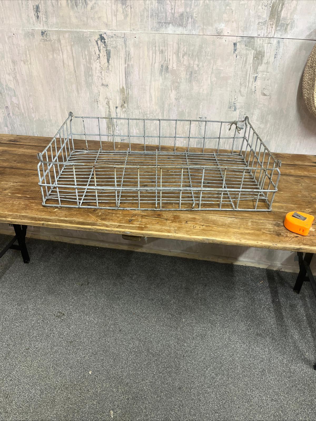 Vintage Galvanised Wire Bread Basket Storage