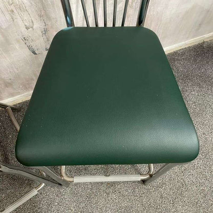 Pair Nowy Styl Green High Bar Stools Breakout Stool Faux Leather Chrome Frame