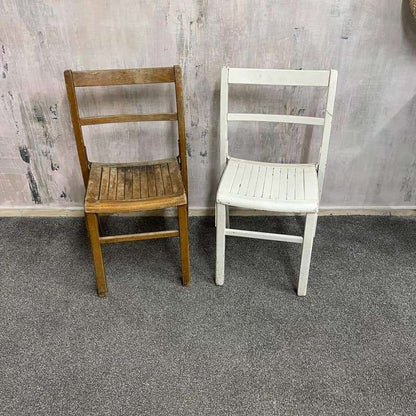 Pair Beech Stacking Slatted Chairs Possible Upcycle Project