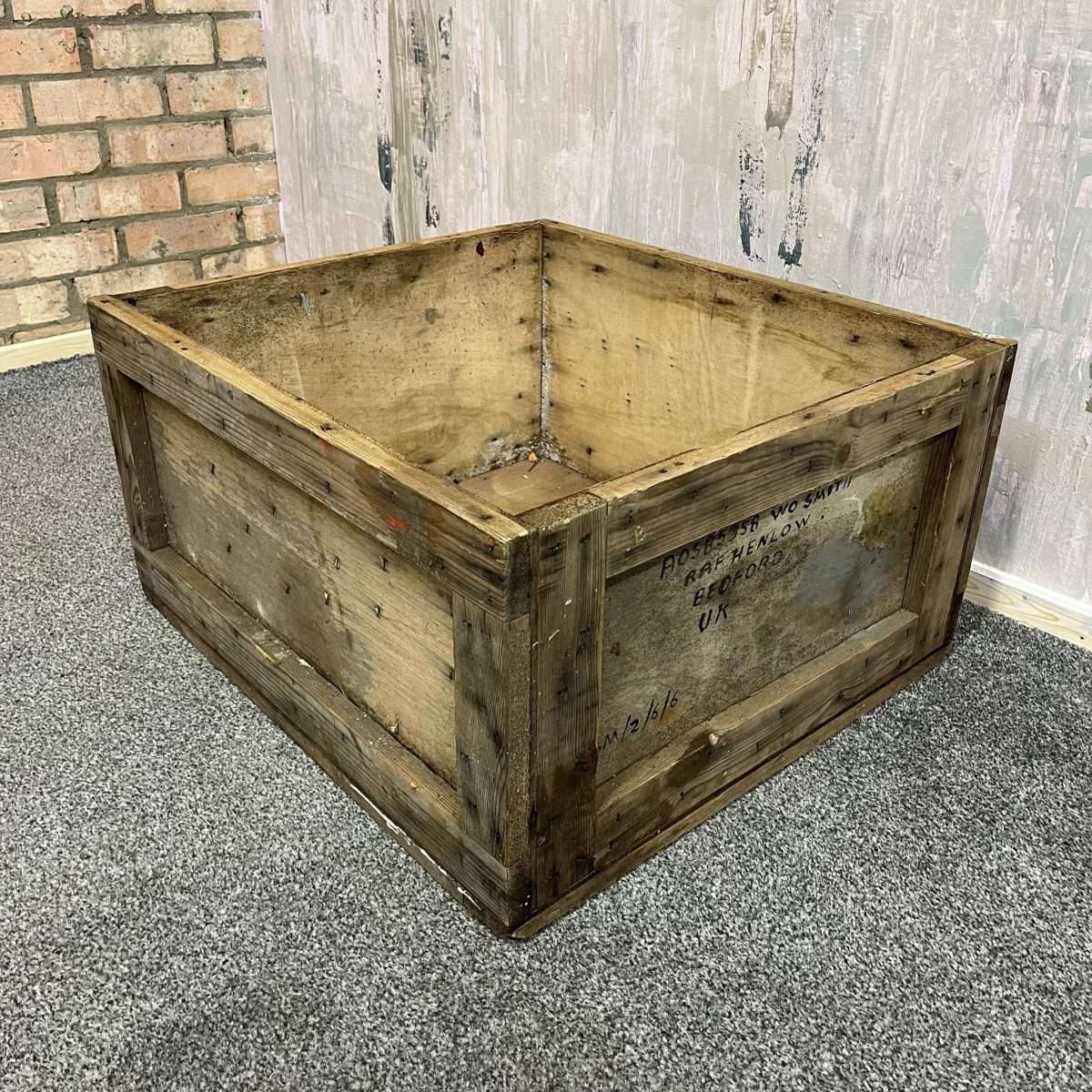 Vintage Solid Wood RAF Packing Crate RAF Henlow Bedford W O Smith