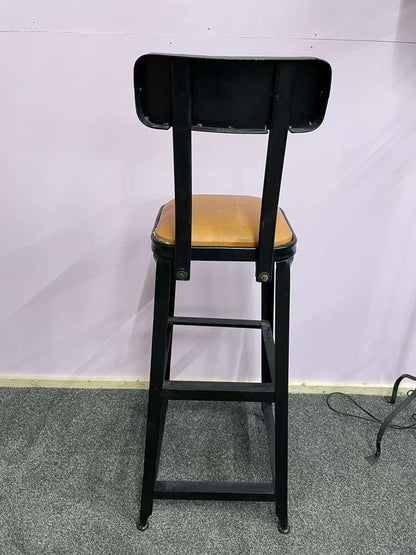 Pair Industrial Style Metal Leather Effect Upholstered Stools Bar Kitchen