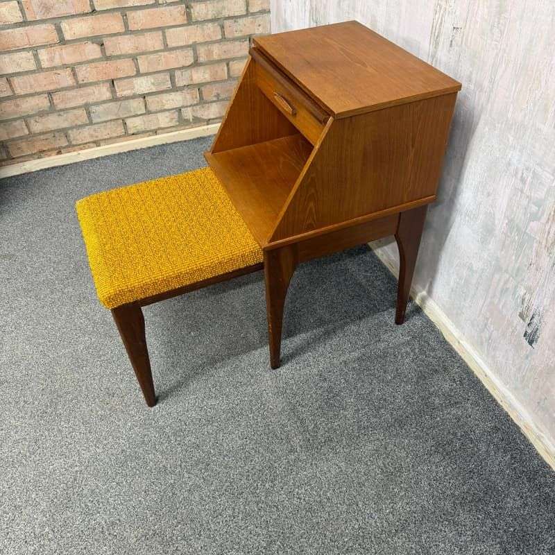 Vintage 1970’s Chippy Telephone Table And Seat Original Pull Out Slide