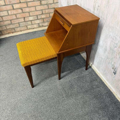 Vintage 1970’s Chippy Telephone Table And Seat Original Pull Out Slide
