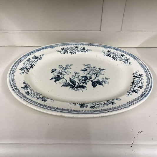 Floral Blue &amp; White Platter Tray Ceramic