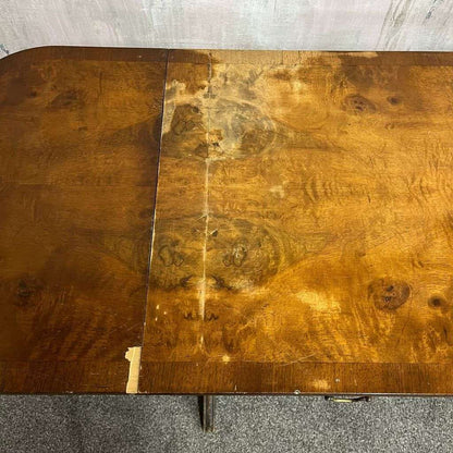 Antique Walnut Side Console Table Drop Leaf Two Drawers Desk