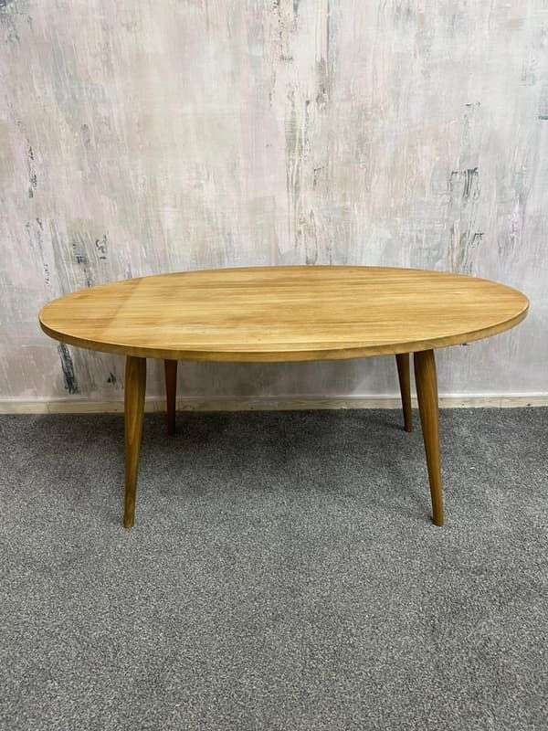 Modern Pill Shaped Coffee Table Tapered Legs Side End Table