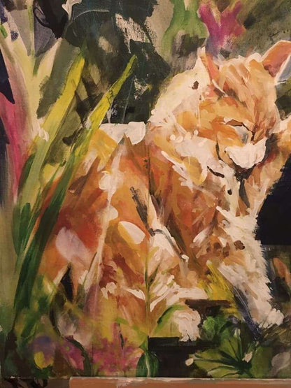 Ginger Cat - Oil or Acrylic On Canvas - Unknown Artist