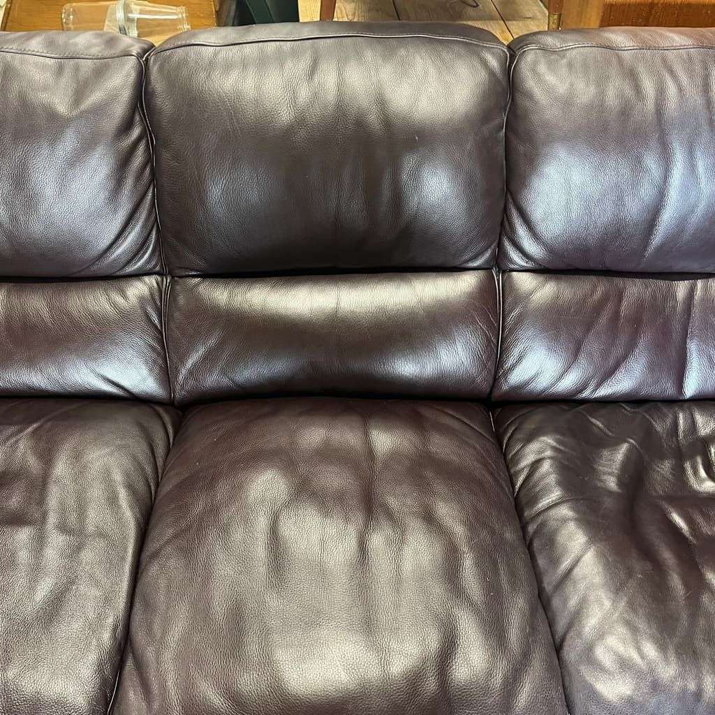 3 Seater Leather Sofa Dark Chocolate Colour Wide Arms PreLoved