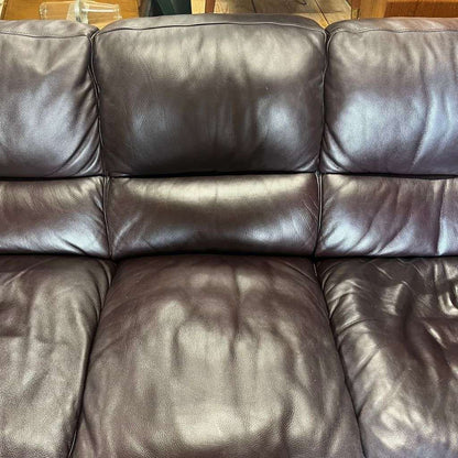 3 Seater Leather Sofa Dark Chocolate Colour Wide Arms PreLoved