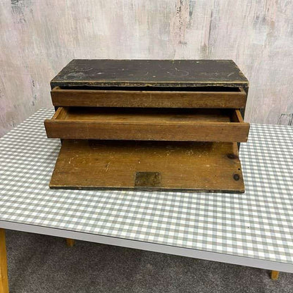 Vintage Painted Carpenters Drawer Tool Box 2 Trays No Key Great Patina