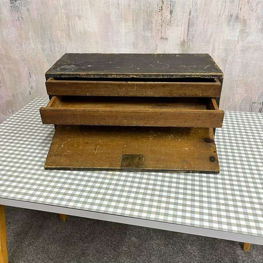 Vintage Painted Carpenters Drawer Tool Box 2 Trays No Key Great Patina