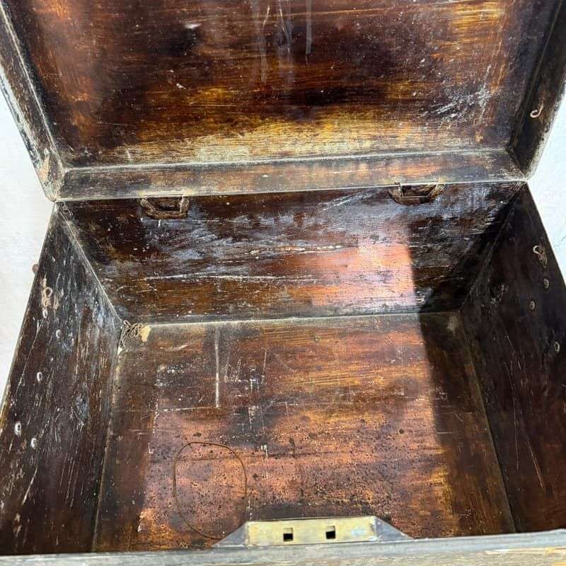 Vintage Solicitors Black Metal Deed Chest Side Handles Side Coffee Table Toys