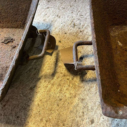 2 Cast Iron Heavy Trays Handles Great Patina Salvage