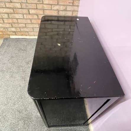Simple Rustic Black Painted Wooden Cabinet Two Drawers Double Cupboard
