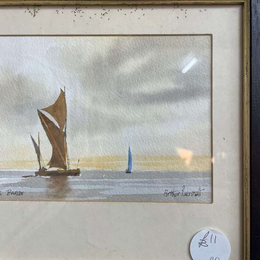 Framed Signed Watercolour "Barge" Unknown Artist