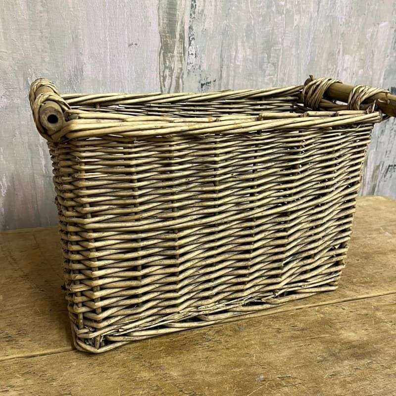 Cane Magazine Rack Bamboo Handles Internal Divide Storage