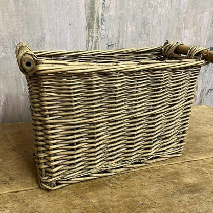 Cane Magazine Rack Bamboo Handles Internal Divide Storage