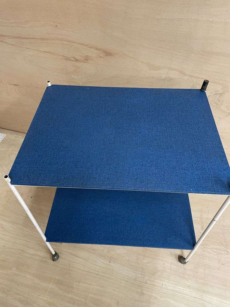 Vintage Retro Mid-Century 2 Shelves Drinks Trolley Metal Frame Castors Shelves