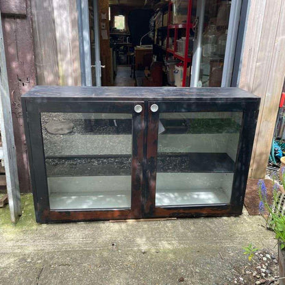 Vintage Rustic Glazed Double Shop Counter Cabinet Shelves Hospitality Retail