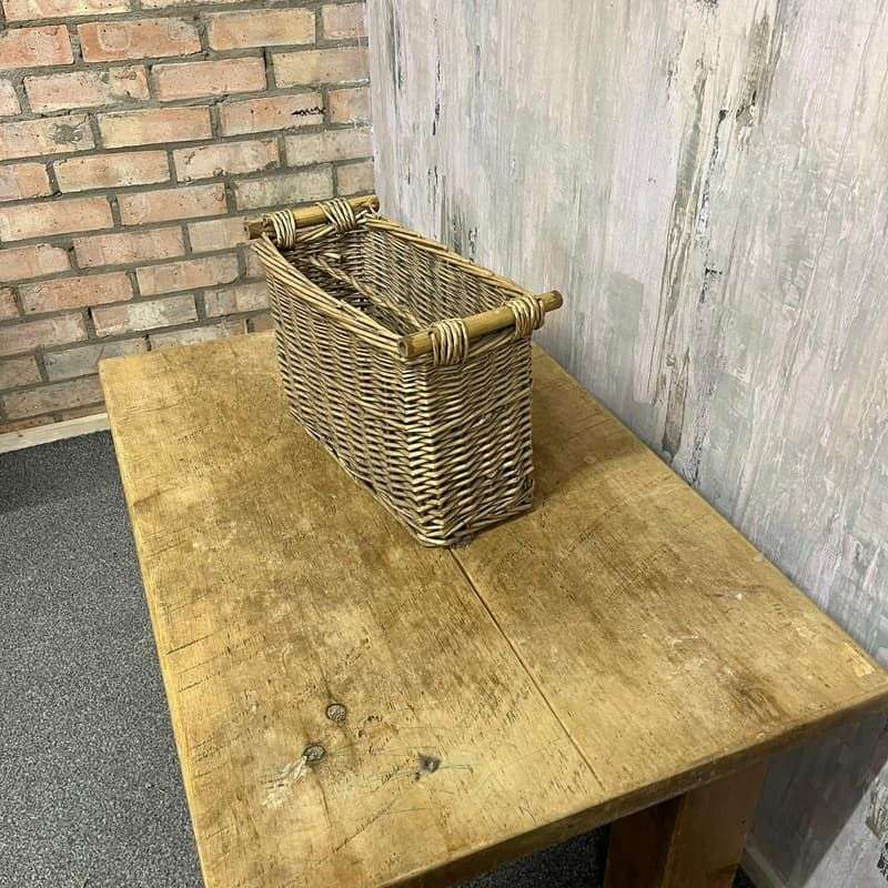 Cane Magazine Rack Bamboo Handles Internal Divide Storage